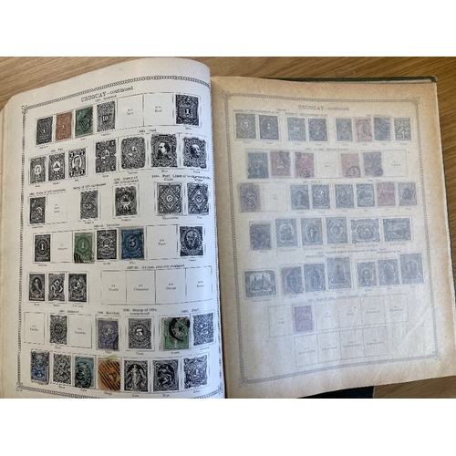 27 - STAMPS Old Imperial album, rather tatty with a spattering of stamps plus an Ideal Album sparsely fil... 