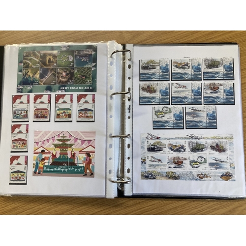 334 - STAMPS JERSEY, binder with 2019 to 2023 U/M issues on 28 album pages, including miniature sheets, se... 