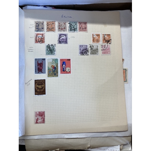 417 - STAMPS CHINA Mixed box of album pages, covers albums etc all periods