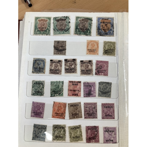 464 - STAMPS INDIA Small stockbook of mint and used including better stamps such as Ghandi 10r mint and us... 