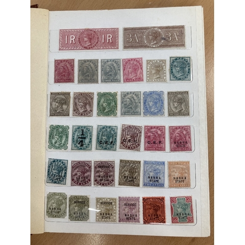 464 - STAMPS INDIA Small stockbook of mint and used including better stamps such as Ghandi 10r mint and us... 