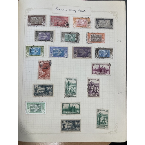 74 - STAMPS Album of 1920's to 1930's mint and used mainly French Colonies - French West Africa, Ivory Co... 