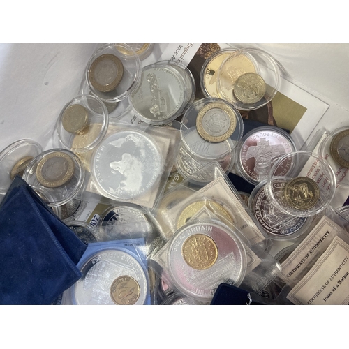 602 - COINS Large box with many Crowns, GB coins, some Silver noted, some gold plated, plus sets, a real g... 