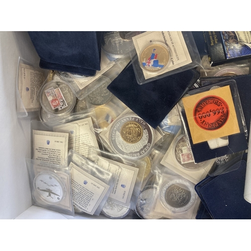 602 - COINS Large box with many Crowns, GB coins, some Silver noted, some gold plated, plus sets, a real g... 