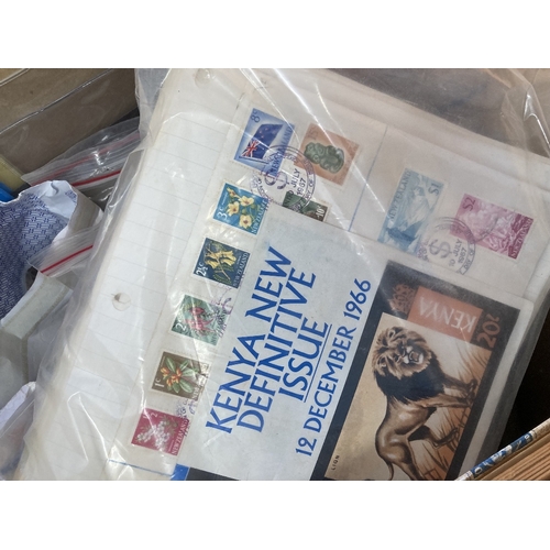 46 - STAMPS Large box with hundreds of old album pages , covers and stockbooks, FDC's etc, lots of better... 