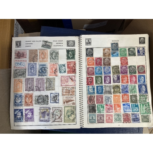 62 - STAMPS Nine World albums including one with some better GB, however they appear to have been stored ... 