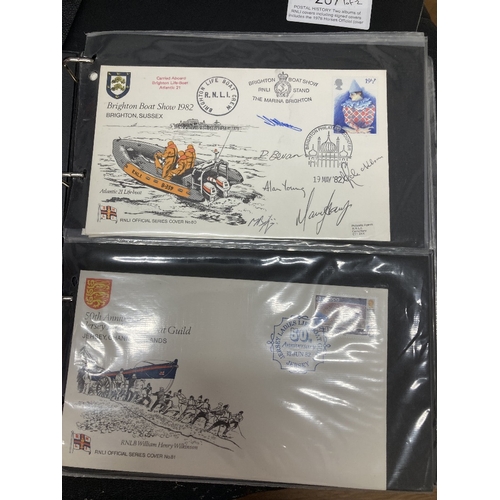 207 - POSTAL HISTORY Two albums of RNLI covers including signed covers includes the 1978 Horses Official (... 