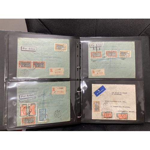 209 - POSTAL HISTORY Album of French Colonies covers and cards 1903 to 1970's, including some revenues (10... 