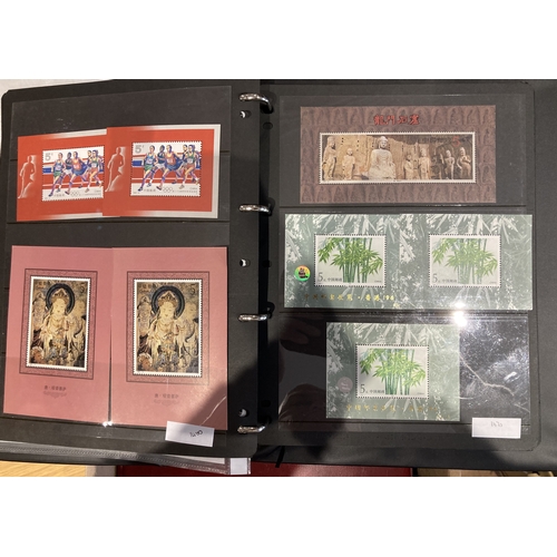 413 - STAMPS CHINA 1982 to 2015 collection in three boxes including four stock page albums with 551 miniat... 