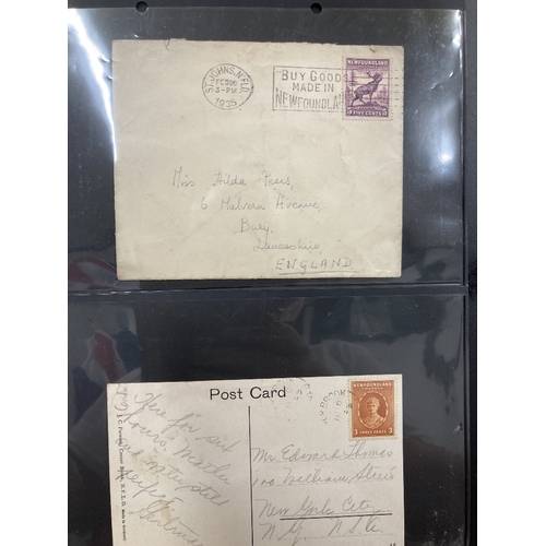 500 - STAMPS NEW FOUNDLAND Album of early postal history covers and cards QV to GVI , postcards, covers, a... 