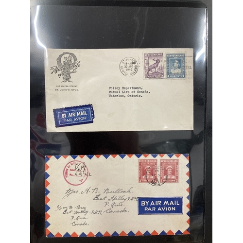 500 - STAMPS NEW FOUNDLAND Album of early postal history covers and cards QV to GVI , postcards, covers, a... 