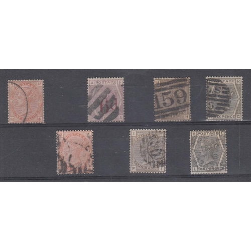 200 - STAMPS GREAT BRITAIN Stock card with seven QV surface printed stamps including 6d on 6d etc, average... 