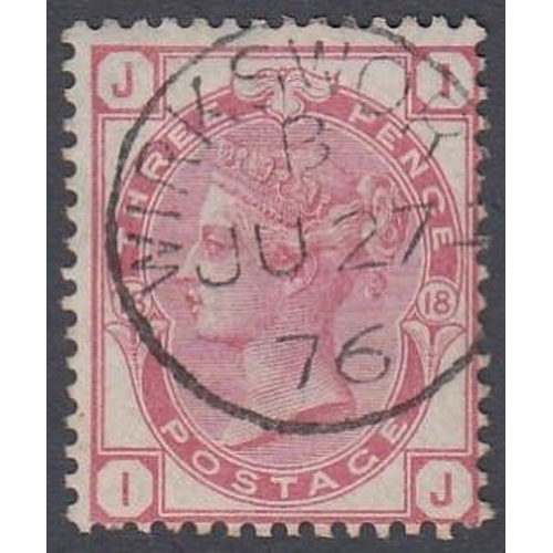 203 - STAMPS GREAT BRITAIN 1873 3d Rose plate 18 fine used with central CDS SG 143