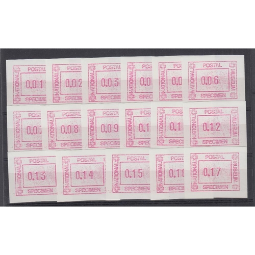 212 - STAMPS GREAT BRITAIN NPM Frama label mint set of 17 to 17p