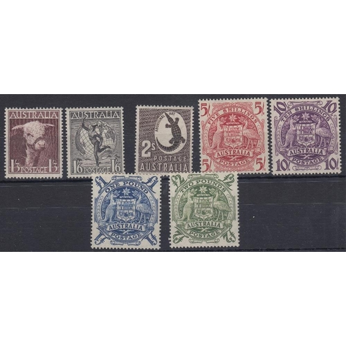 253 - STAMPS AUSTRALIA 1948 GVI lightly mounted mint definitive set to £2, SG 223-24d. Cat £140