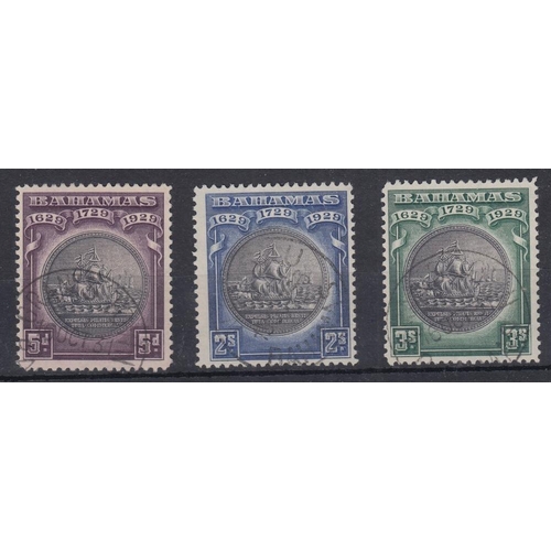 261 - STAMPS BAHAMAS 1930 fine used set of high values 5d, 2/- and 3/- SG 128-130 Cat £160