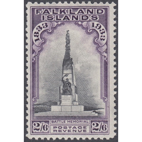 298 - STAMPS FALKLANDS 1933 Centenary set lightly M/M up to and including the 2/6d value, SG 127-38. Cat £... 