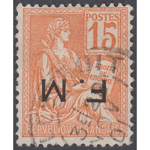 311 - STAMPS FRANCE 1901 15c Orange fine used with inverted FM overprint