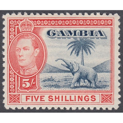 314 - STAMPS GAMBIA 1938 GVI definitive set of sixteen to 10/-, lightly mounted mint, SG 150-61. Cat £180