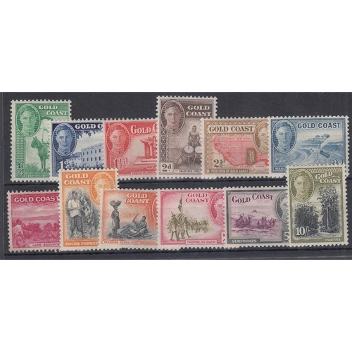 337 - STAMPS GOLD COAST 1948 GVI definitive set of twelve, lightly mounted mint, SG 135-46. Cat £85