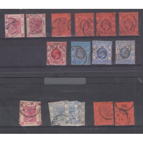 346 - STAMPS HONG KONG Hong Kong Treaty Port cancels in 4 old auction folders plus stock cards, interestin... 