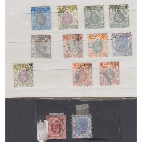 346 - STAMPS HONG KONG Hong Kong Treaty Port cancels in 4 old auction folders plus stock cards, interestin... 