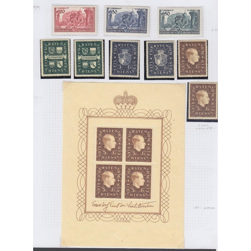 387 - STAMPS LIECHTENSTEIN 1912 to 2023 mint collection in three albums, with many better sets included. I... 