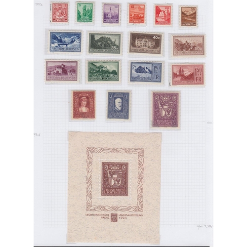 387 - STAMPS LIECHTENSTEIN 1912 to 2023 mint collection in three albums, with many better sets included. I... 