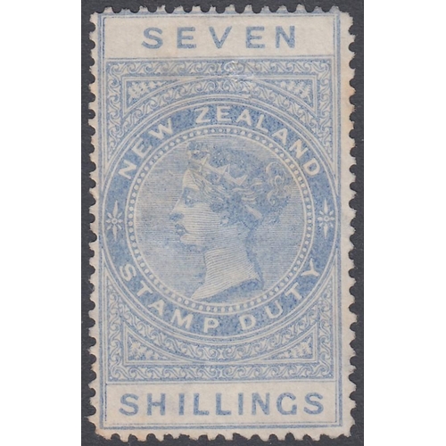 429 - STAMPS NEW ZEALAND 1890 7/- Fiscal ultramarine  minor toning unused (no gum) Sg F51