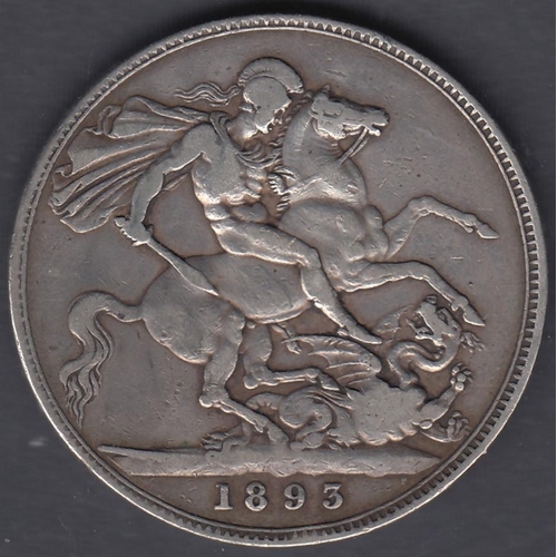 533 - COINS 1893 QV Silver Crown in good condition