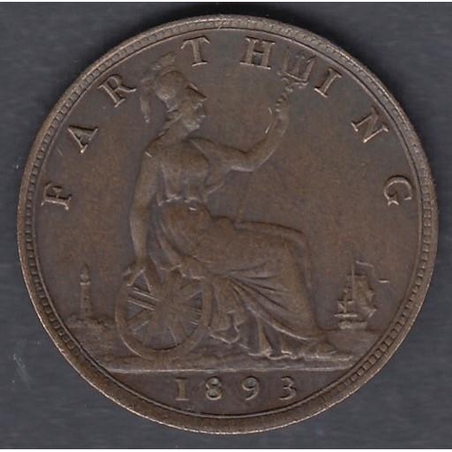 534 - COINS 1893 QV Farthing in VF to EF condition