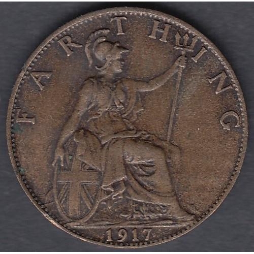 543 - COINS 1917 GV Farthing in VF to EF condition