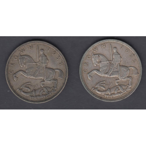 546 - COINS Two 1935 GV Silver Jubilee Crowns