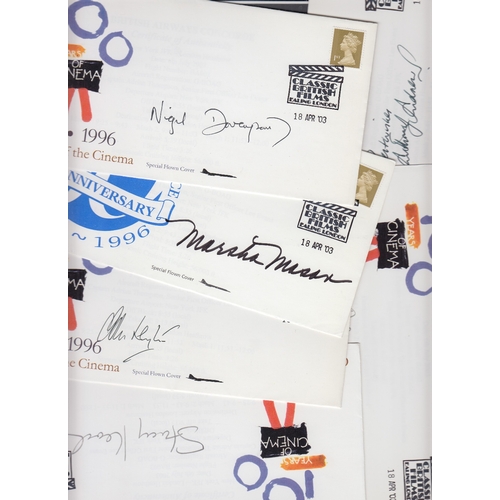 112 - AUTOGRAPHS : Centenary of Cinema covers signed, Nigel Davenport, Stacey Keach, Alec McCowen, Antony ... 