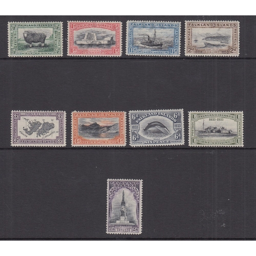 298 - STAMPS FALKLANDS 1933 Centenary set lightly M/M up to and including the 2/6d value, SG 127-38. Cat £... 