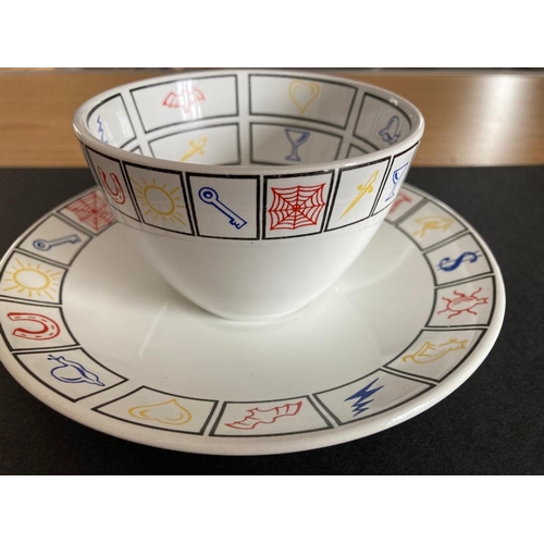 480 - Ian Messiter Fortune Teacup and Saucer by Poole Pottery, excellent condition no chips or cracks