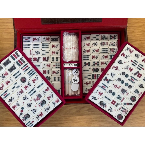 481 - Very fine Mah-Jongg set in case, with counters and dice, appears complete also with set of tile rack... 