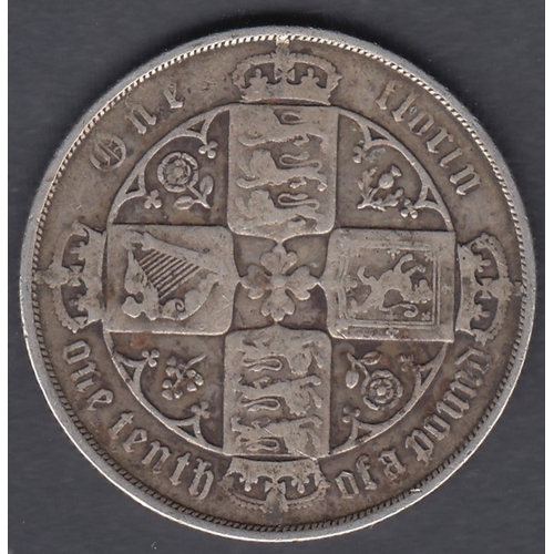 525 - COINS 1883 QV Gothic Florin in F to VF condition