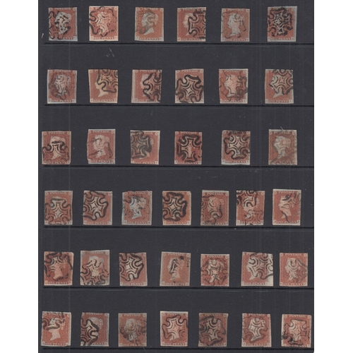 160 - STAMPS GREAT BRITAIN Line engraved collection on 5 stock pages including five Penny Blacks, 1841 2d ... 