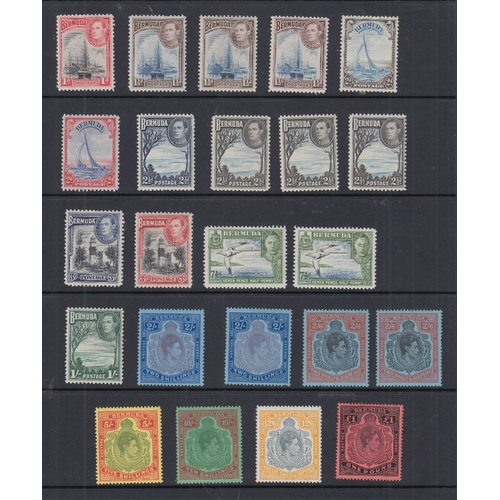 266 - STAMPS BERMUDA 1938- 52 mounted mint set to £1, various perfs and papers, odd tone marks noted STC £... 