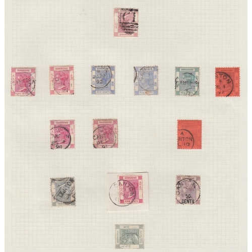 347 - STAMPS HONG KONG Canton cancelled Hong Kong definitives QV - GV on three album pages