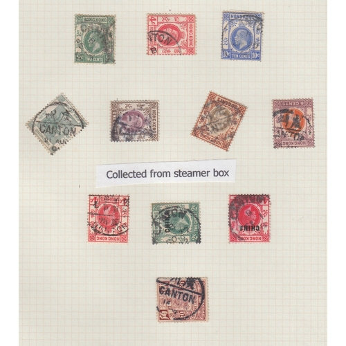 347 - STAMPS HONG KONG Canton cancelled Hong Kong definitives QV - GV on three album pages