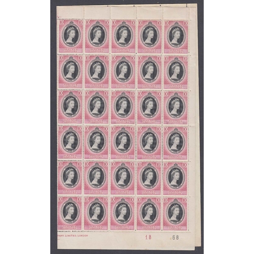 407 - STAMPS MALAYA Johore 1953 Coronation 10 in full unmounted mint sheet (folded)