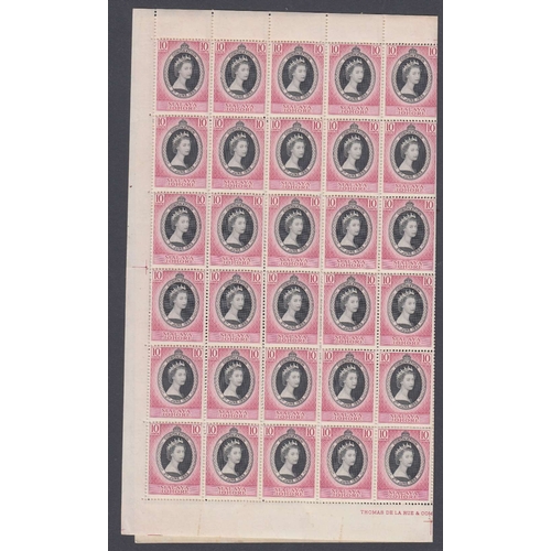 407 - STAMPS MALAYA Johore 1953 Coronation 10 in full unmounted mint sheet (folded)