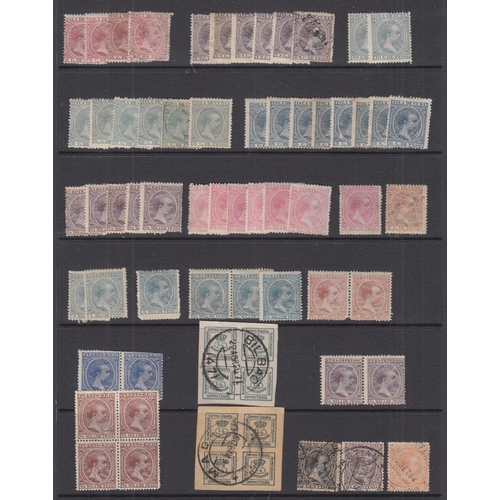 446 - STAMPS SPAIN Early mint and used Spain on stock pages including blocks etc , good lot worth careful ... 