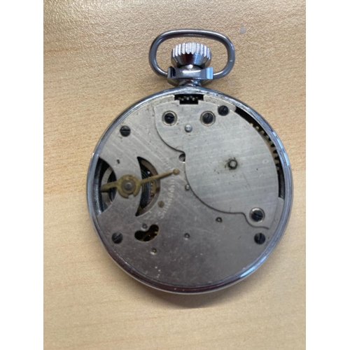 576 - WATCHES : Smiths stainless steel pocket watch, missing front glass (not working)