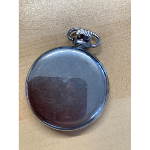 576 - WATCHES : Smiths stainless steel pocket watch, missing front glass (not working)