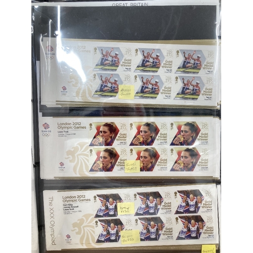 185 - STAMPS GREAT BRITAIN Album of Mint post and go stamps, plus sets of 2012 Olympics total face value i... 