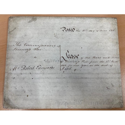 204 - 1816 large document for the lease of rates and duties of Sheerness Pier, Kent. A fine & large origin... 