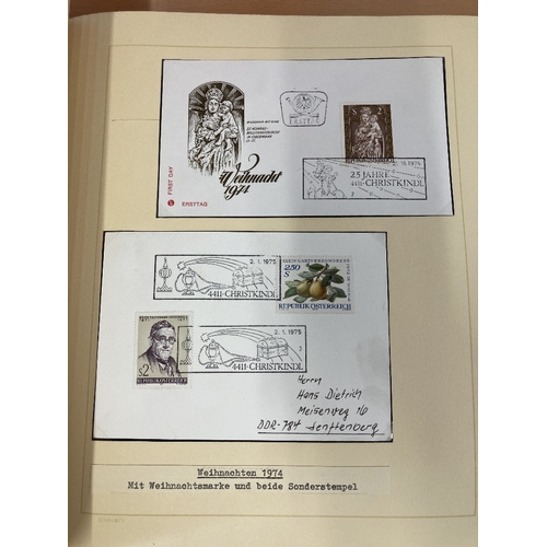 256 - STAMPS AUSTRIA CHRISTKINDL, 1958 to 1994 collection of covers & cards neatly displayed in a Schaubek... 